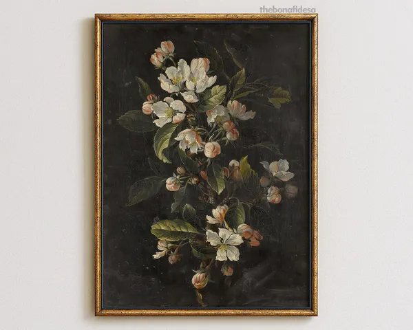 Dark Floral Print, Moody Botanical Victorian Art Print