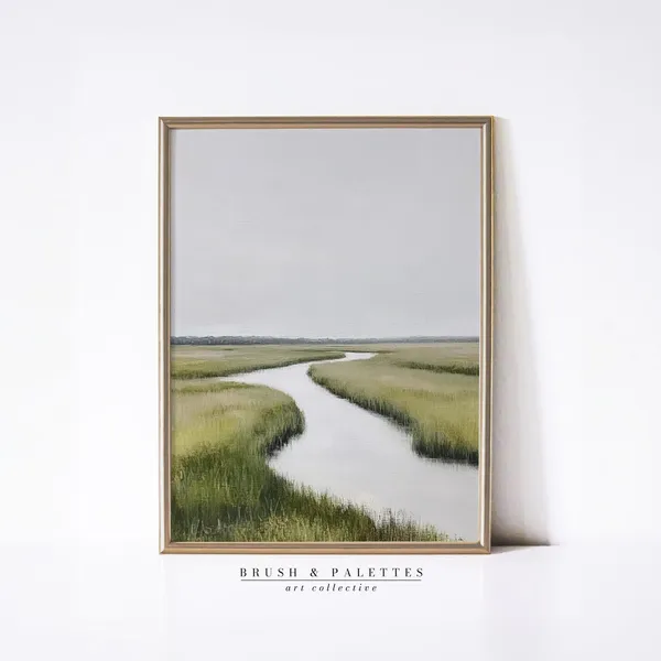 Marshland River Minimalist Landscape Art Print