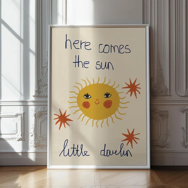 Here Comes The Sun Little Darlin Boho Nursery Art Print