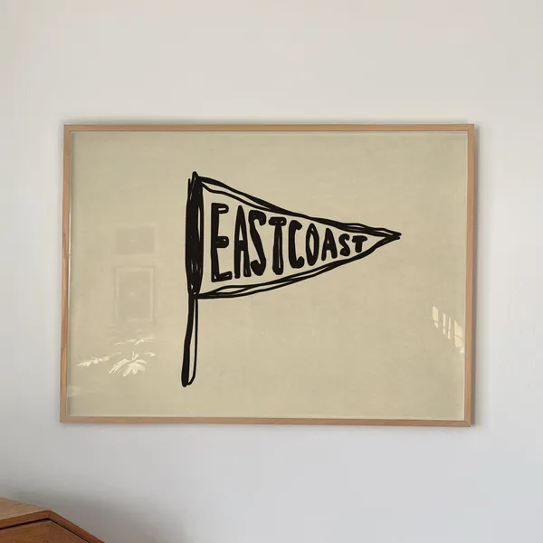 East Coast Pennant Retro Beach House Decor Poster