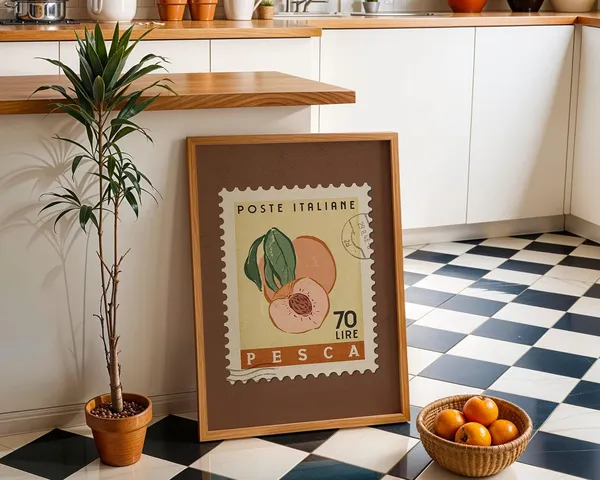 Peach Poster Fruit Market Art Print, Italian Food