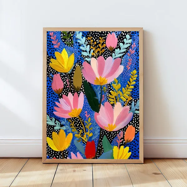 Colorful Floral Wall Art, Bold Modern Botanical Print
