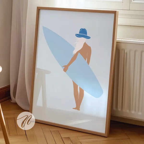 Coastal Cowgirl Surf Print, Preppy Beachy Wall Art