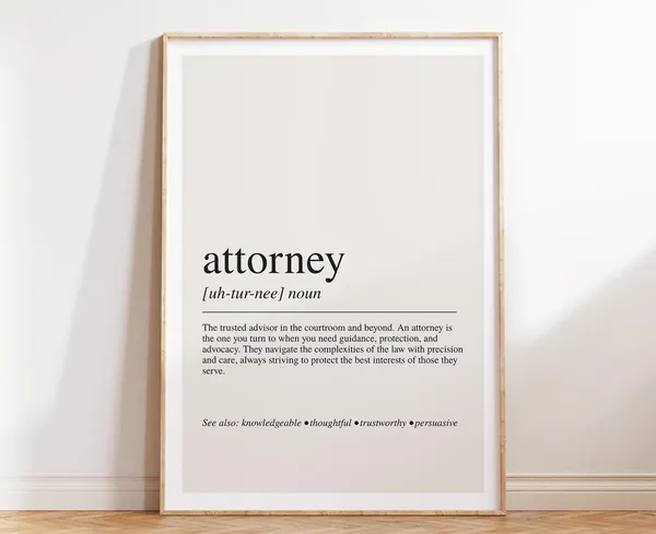 Attorney Definition Print, Professional Law Office Decor