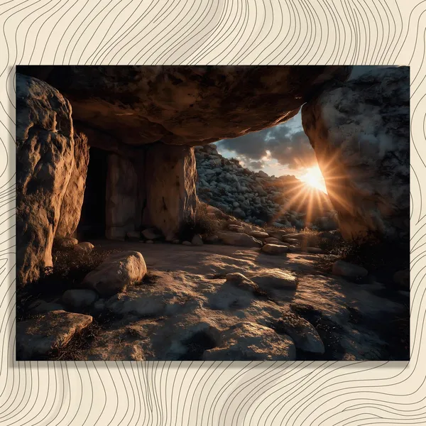 Sunset Cave Rustic Primitive Landscape Art Print