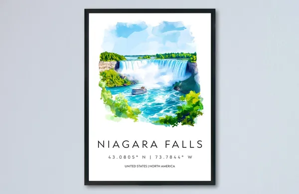 Niagara Falls Watercolor Travel Poster Art Print
