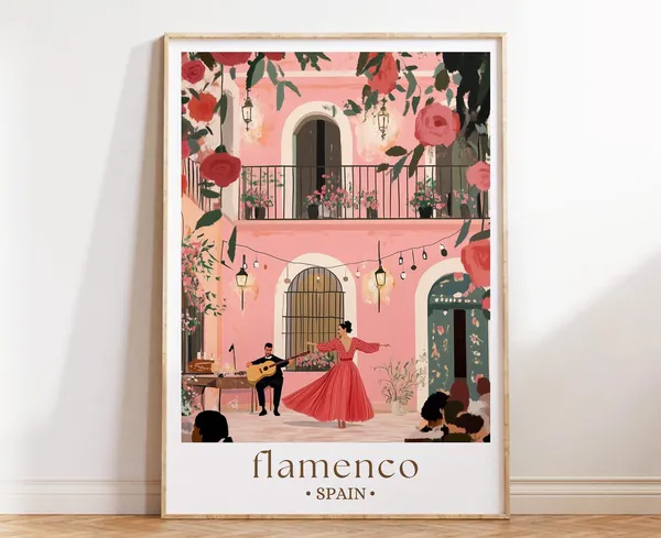 Flamenco Spain Art Print, Spanish Dance Poster