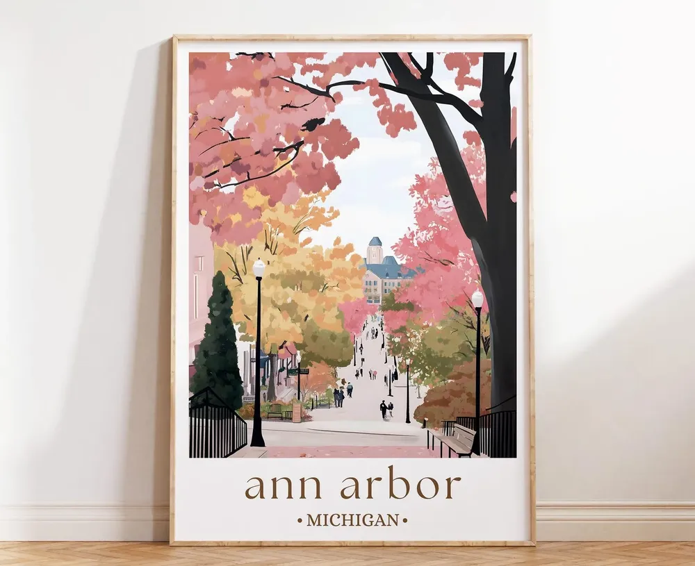 Ann Arbor Michigan Travel Poster, Midwest Decor