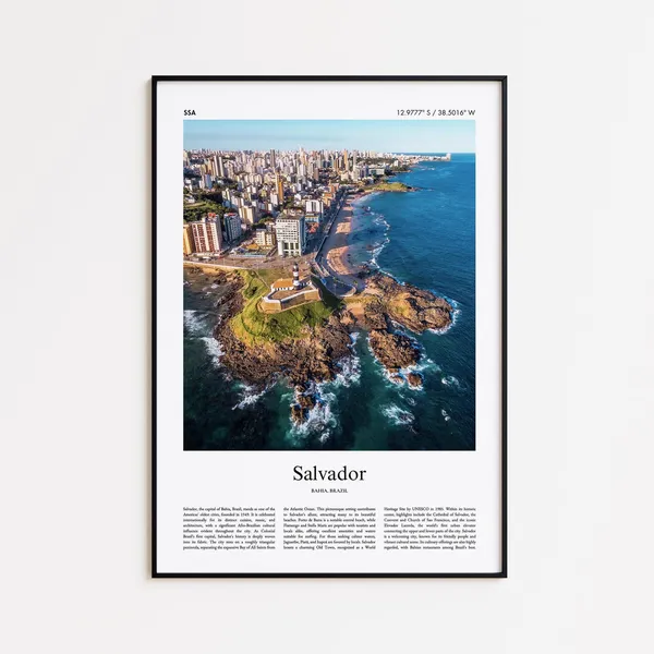 Salvador, Bahia Brazil Minimal City Travel Poster