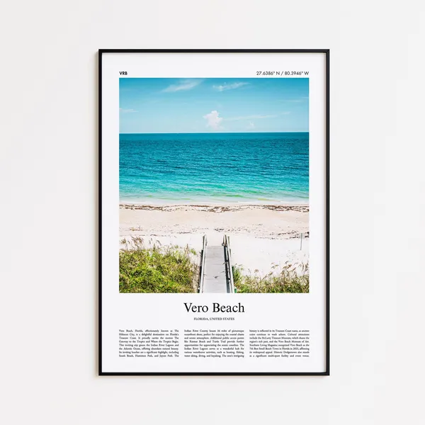 Vero Beach Color Print Travel Poster, Florida