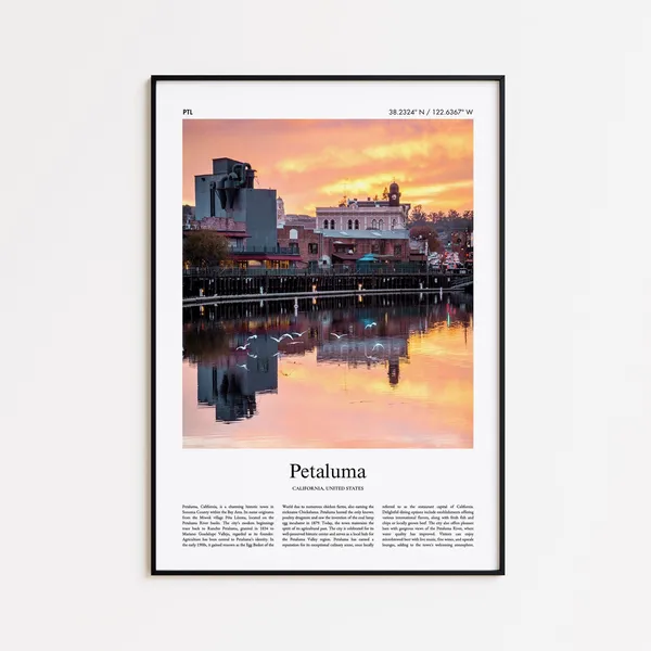 Petaluma Color Print Travel Poster, Minimal Style