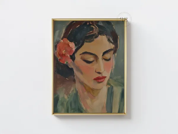 Woman Portrait Vintage-Style Impressionist Art Print