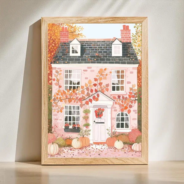 Preppy Autumn Halloween Pink Art Print