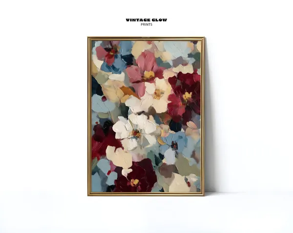 Moody Abstract Flower Garden Art Print, Floral Statement