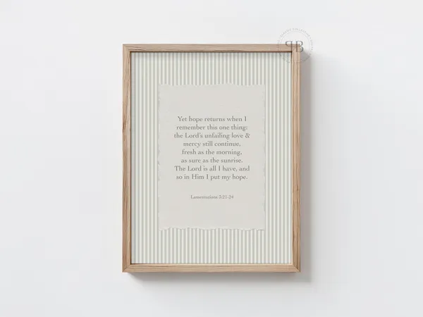 Lamentations 3:21-24 Scripture Typography Art Print