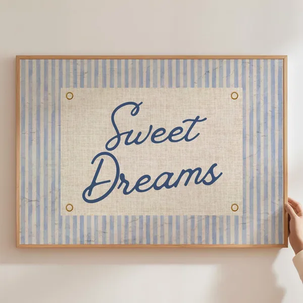 Sweet Dreams Typography Poster, Vintage Retro Bedroom