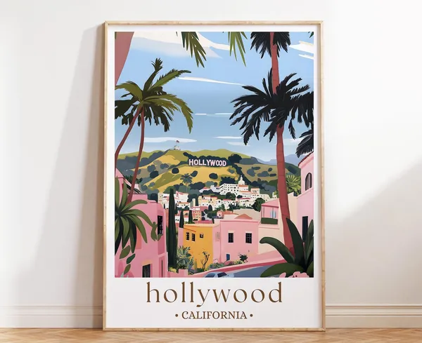 Hollywood Vintage Sunset Boulevard Travel Poster