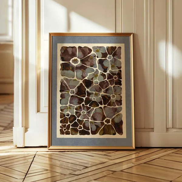 Abstract Pansy Vintage Botanical Wall Art Print