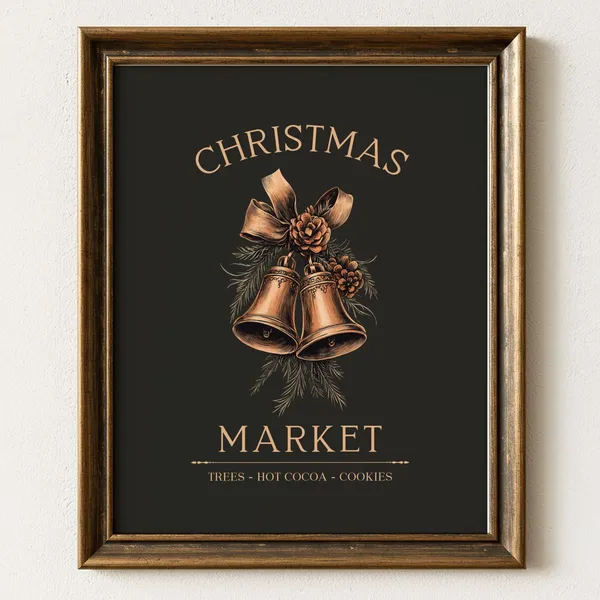 Old Fashioned Christmas Market Vintage Holiday Sign