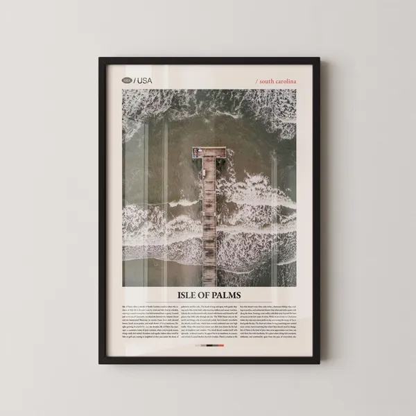 Isle Of Palms South Carolina Travel Poster, Coastal Scene