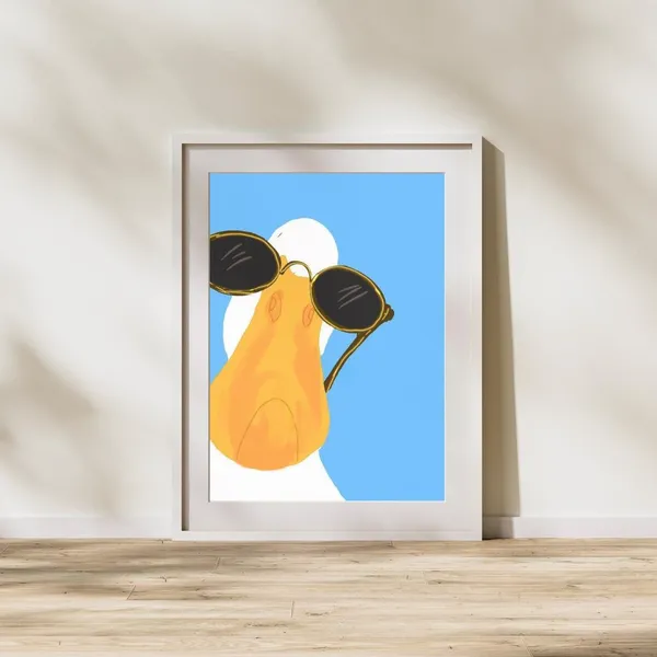 Funny Goose Animal Illustration Art Print