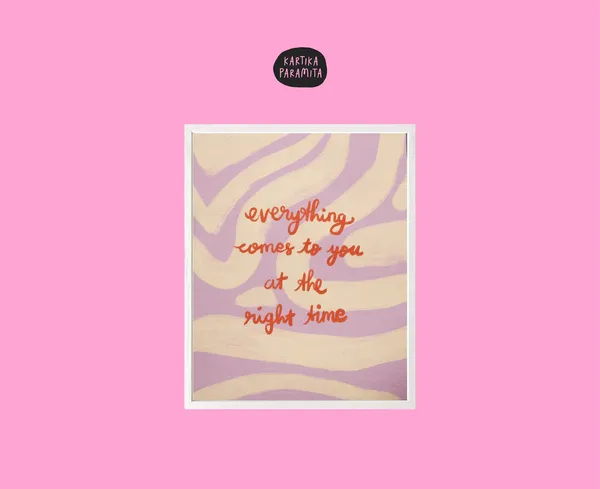 Motivational Quote Wall Art, Handdrawn Colorful Print