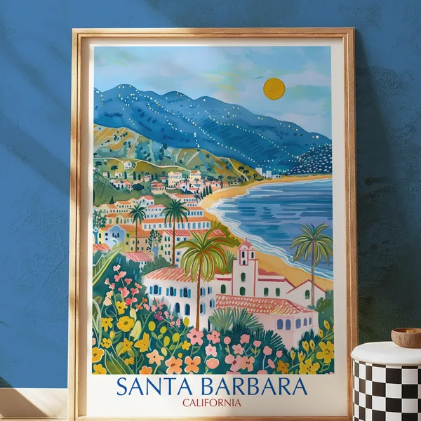 Santa Barbara Travel Poster, Coastal Art Print