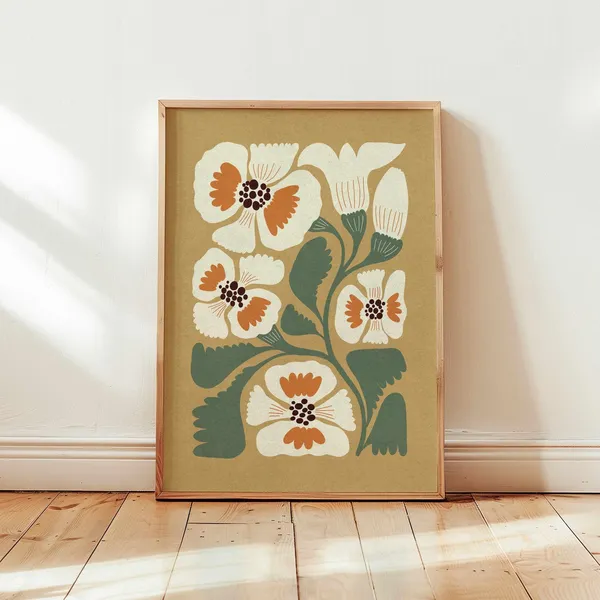 Retro Floral Vintage Botanical Print, Matisse Style
