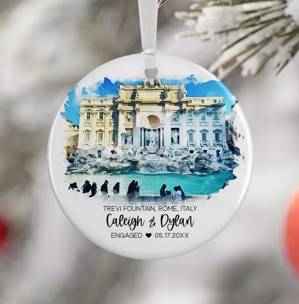 Trevi Fountain Rome Travel Poster, Engagement Gift