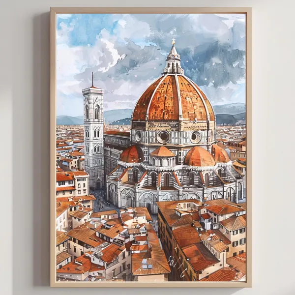 Duomo Santa Maria Del Fiore, Watercolor Travel Poster