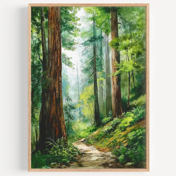 Redwood National Park Watercolor Travel Poster