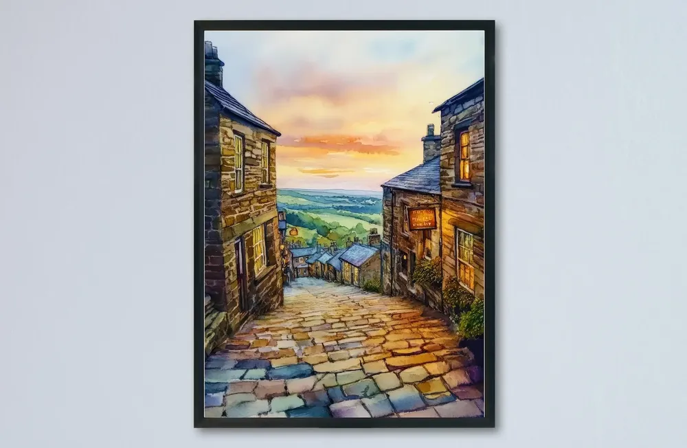 Haworth Watercolor Poster, United Kingdom Art Print