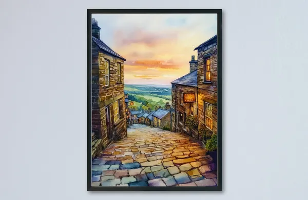 Haworth Watercolor Poster, United Kingdom Art Print