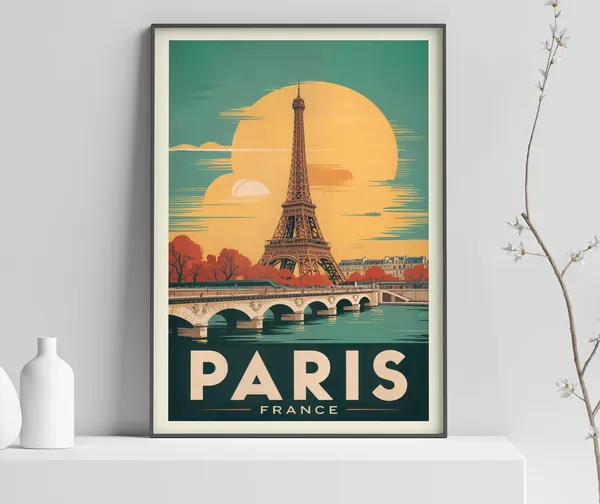 Paris Vintage Travel Poster Print, France