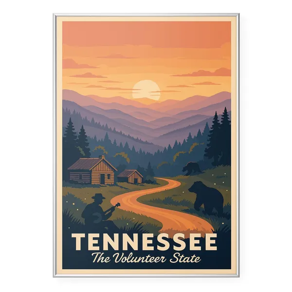 Tennessee Photo Print Travel Poster, Great Smoky Mountains