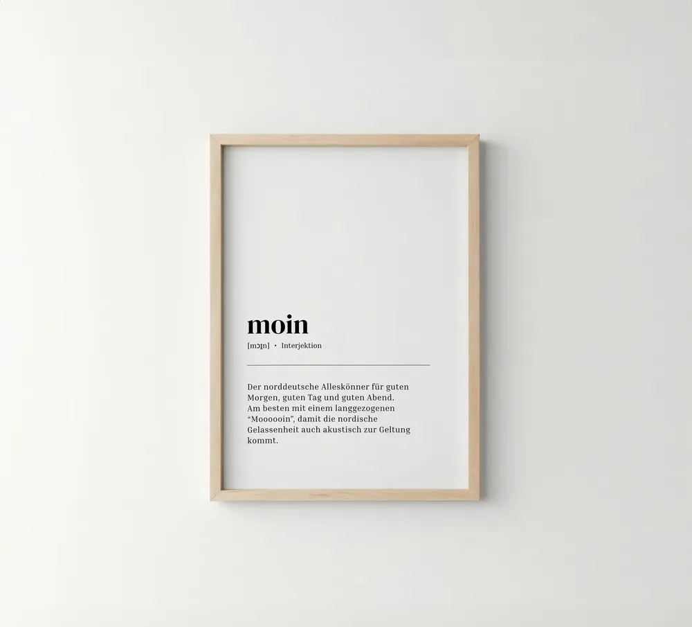 Moin Definition Hello Sign Art Print, Nordic Decor
