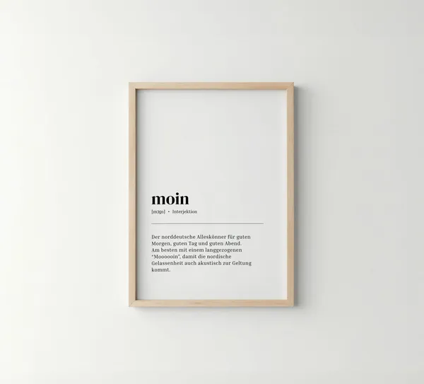 Moin Definition Hello Sign Art Print, Nordic Decor