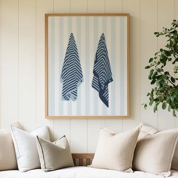 Beach Towel Art Print, Coastal Cowgirl Decor