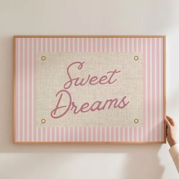 Sweet Dreams Pink Typography Poster, Vintage Retro