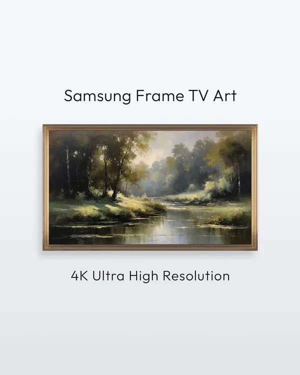 Samsung Frame TV Art Forest River Summer Art Print