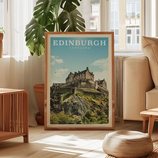Edinburgh Scotland Travel Poster, Castle City Print