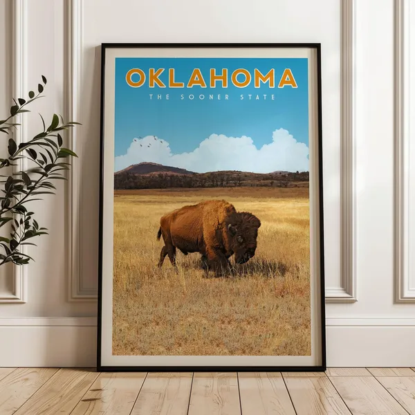 Oklahoma Vintage Travel Poster, Park Map Decor