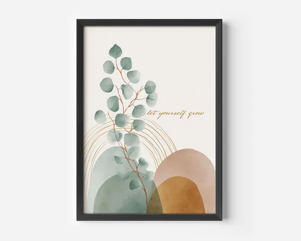 Eucalyptus Leaf Boho Nature Poster, Minimalist Plant