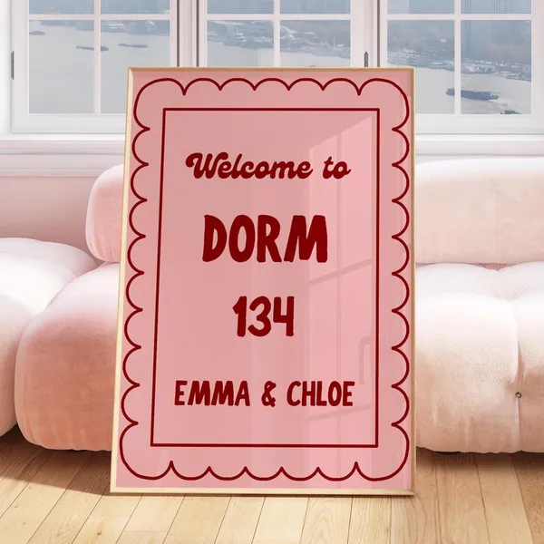 Custom Dorm Room Number Sign Wall Art Print