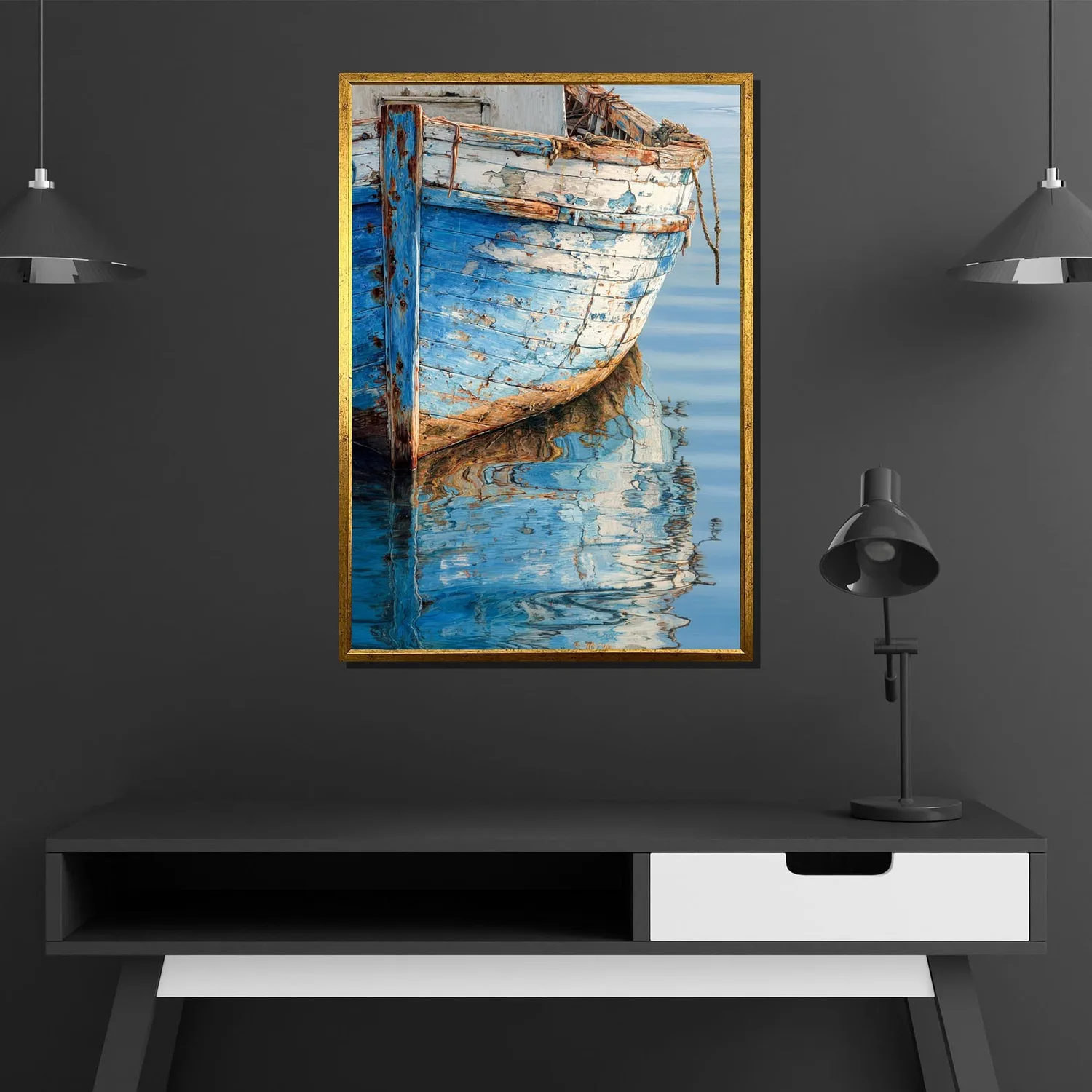 Weathered Coastal Boat Hull Boho Nautical Art Print - Image 4
