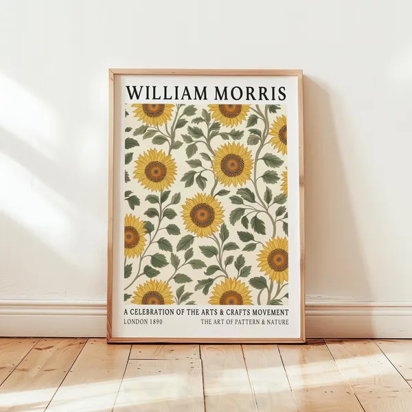 William Morris Sunflower Print, Vintage Floral Poster