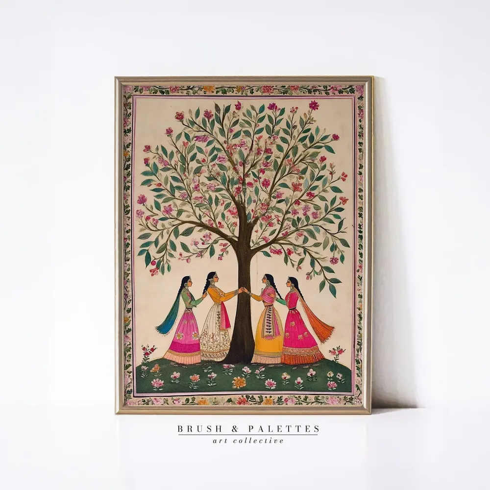 Mughal Folk Tree Women Floral Art Print