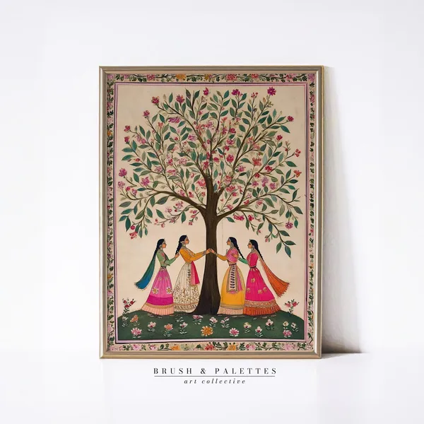 Mughal Folk Tree Women Floral Art Print
