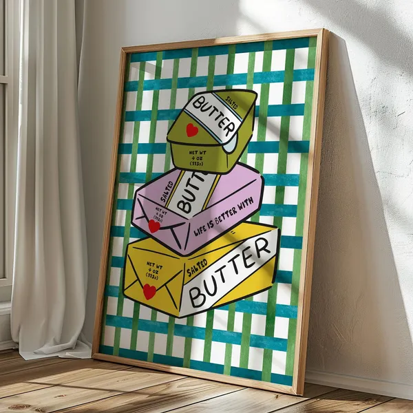 Butter Art Print, Funky Kitchen Poster