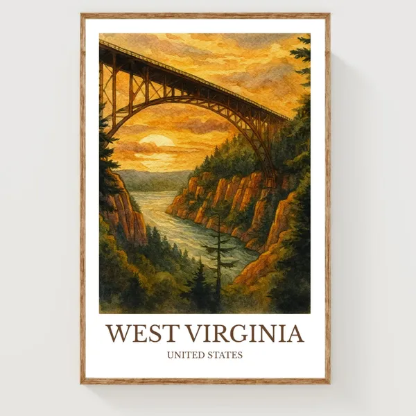 West Virginia Watercolor Design Art Print